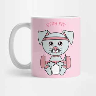 Stay fit, Cute dog lifting weights. Mug